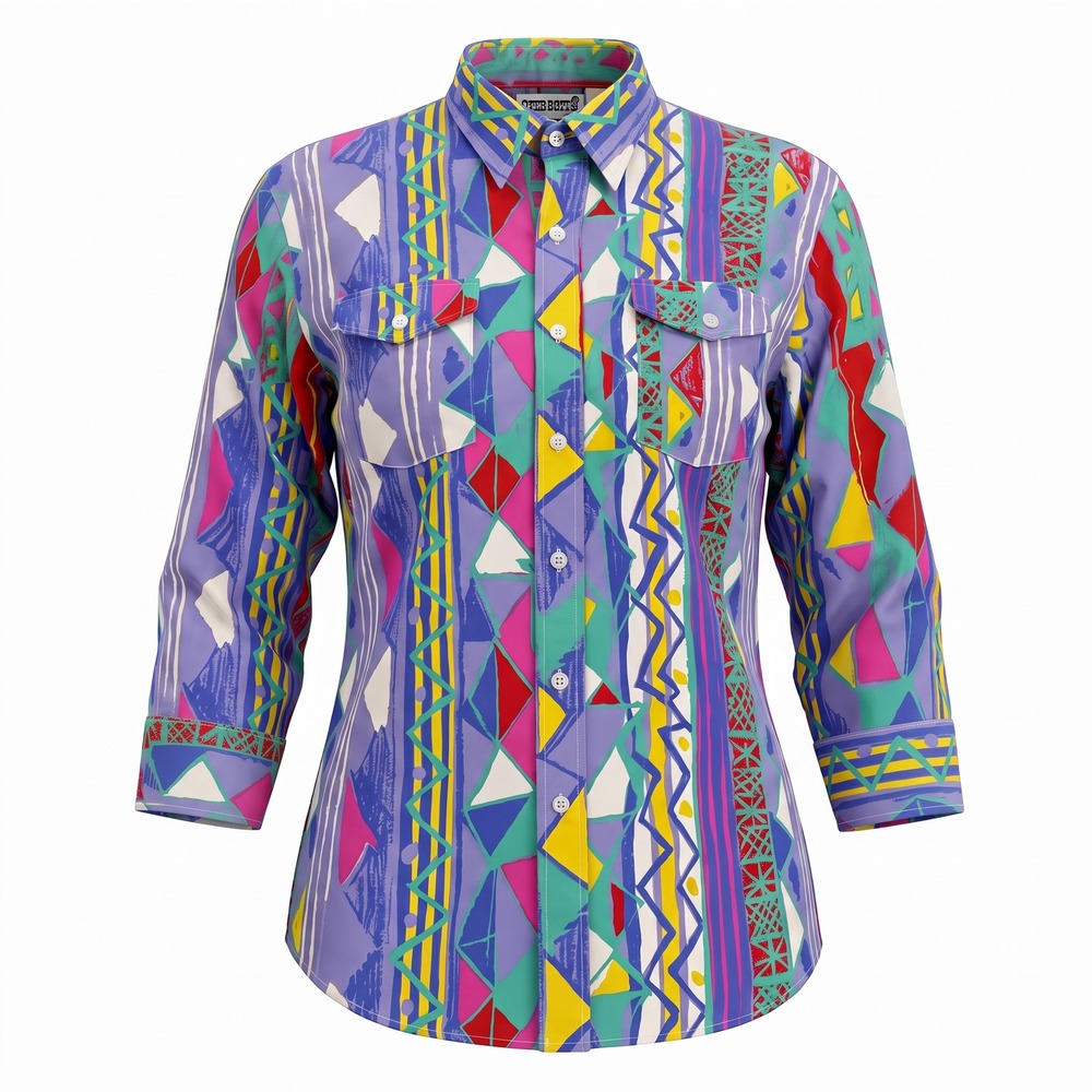 Vintage Cowboy's Only Bacca Sportswear Western Abstract Geometric Shirt Large